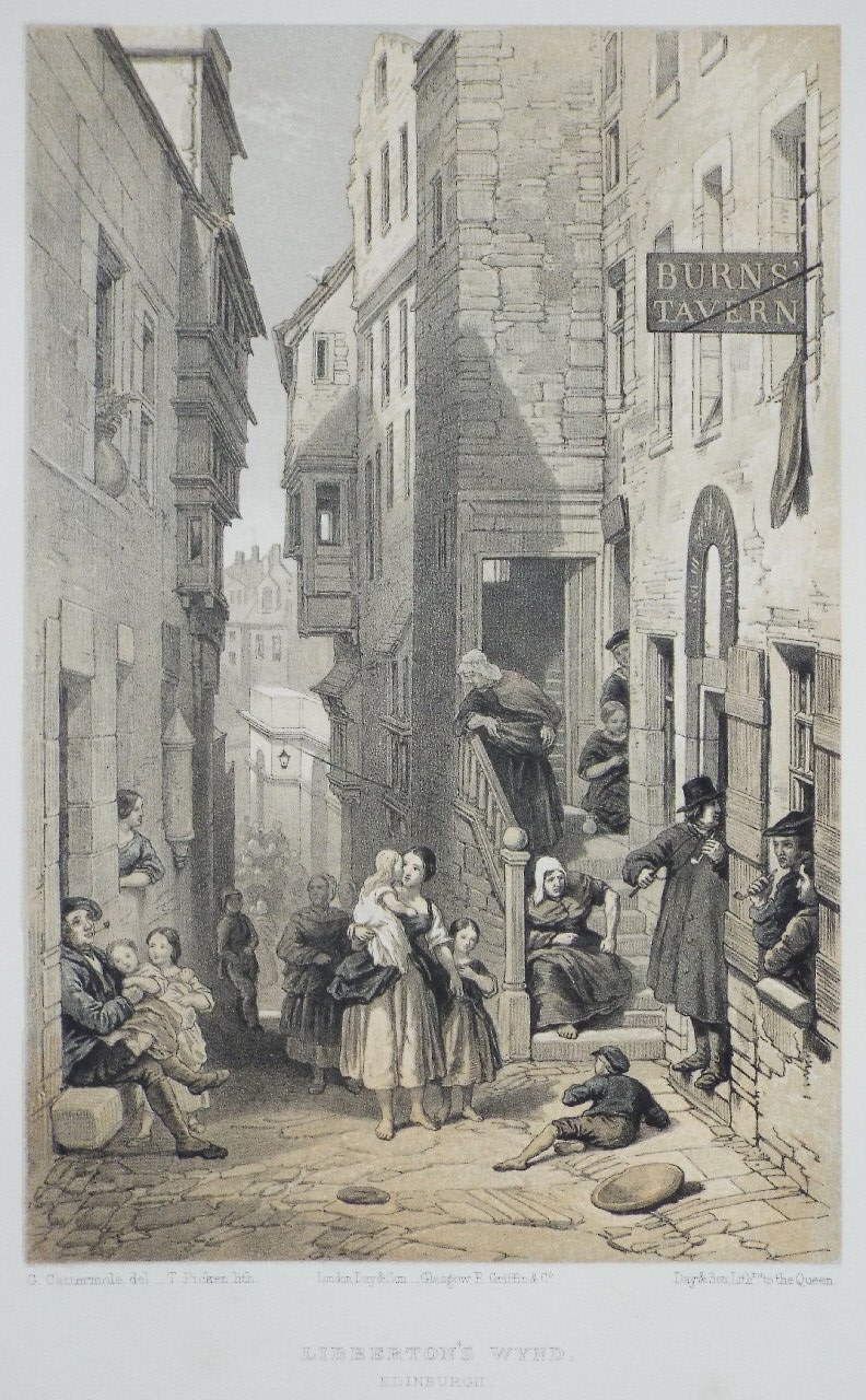 Lithograph - Libberton's Wynd, Edinburgh. - Picken